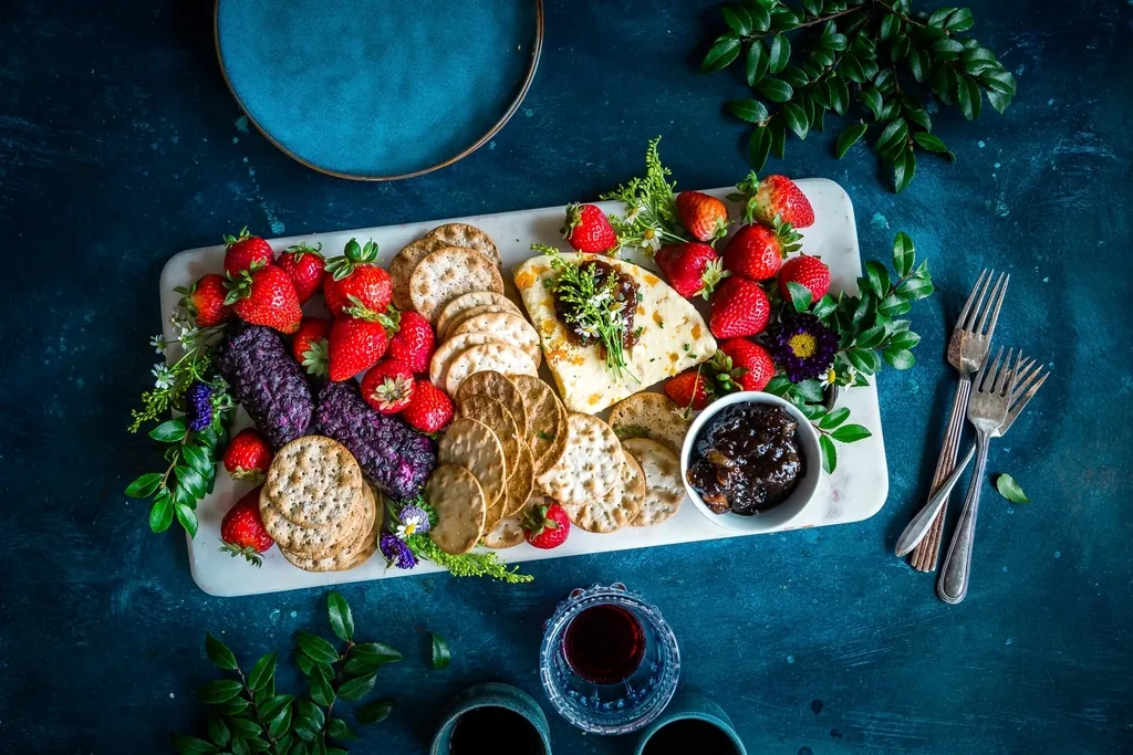 Tabla blanca con frutas