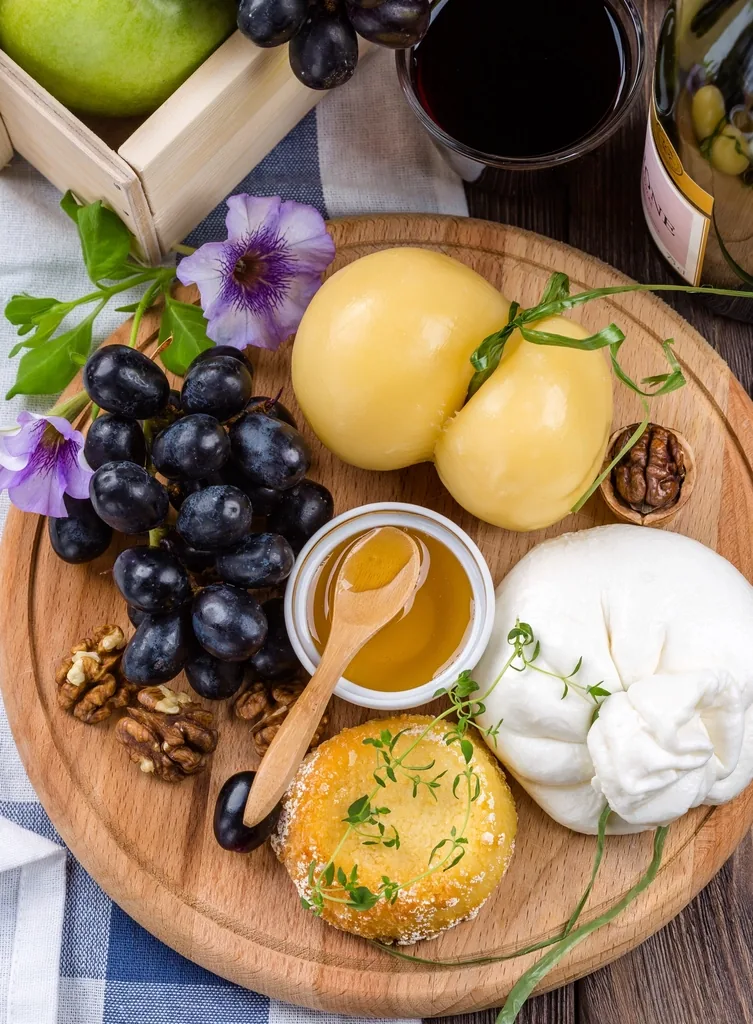 Tabla de uvas y burrata